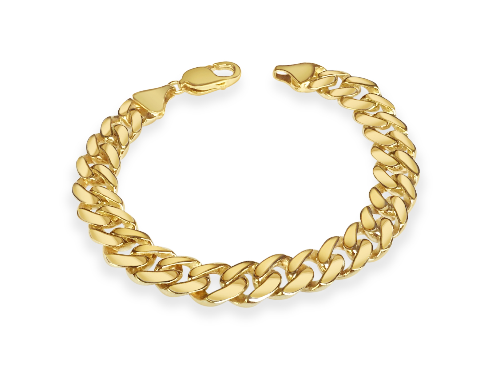 18k Solid Yellow Gold Handmade 11mm Curb Link Bracelet, 7