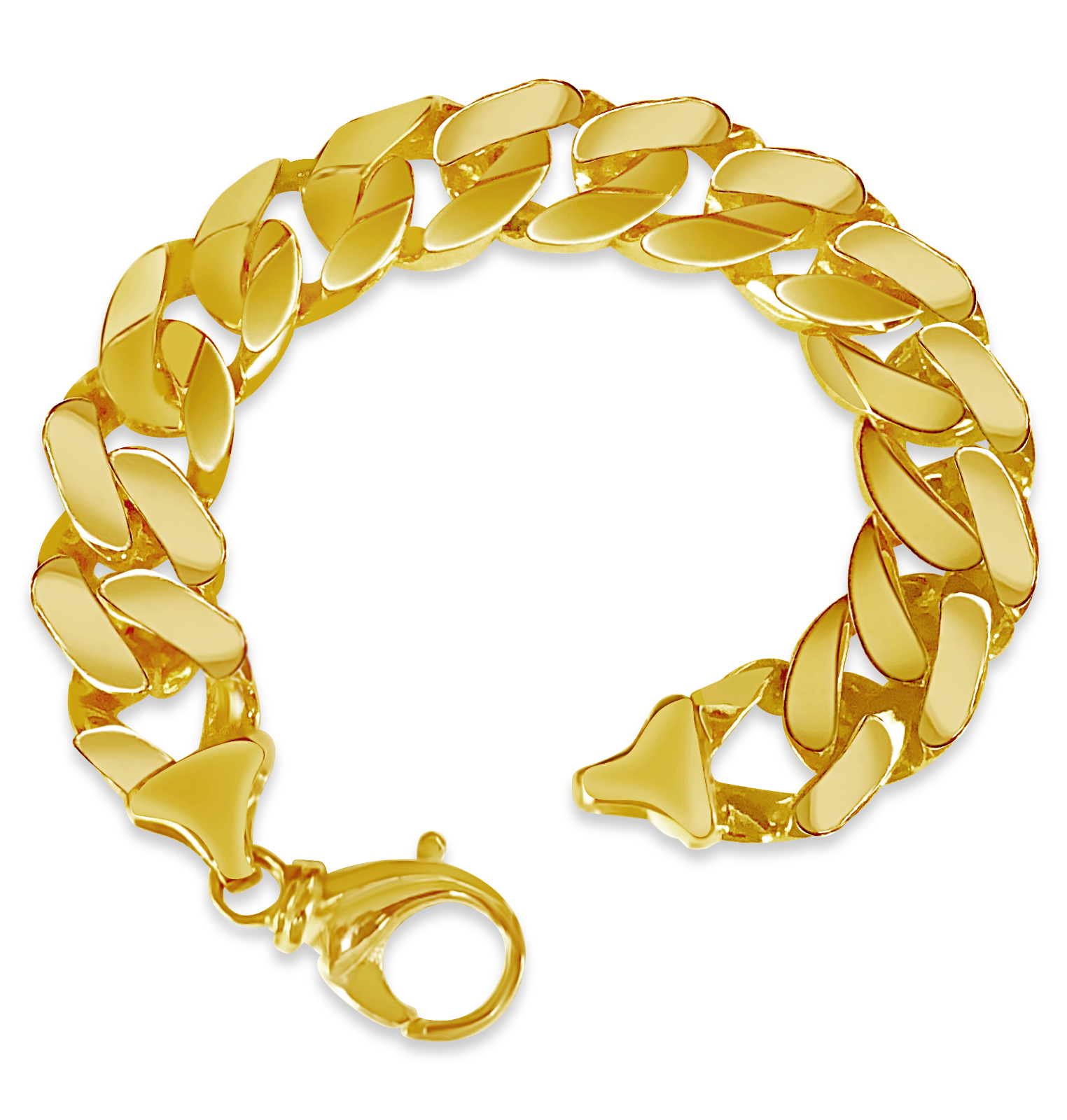10k Solid Yellow Gold Handmade 16mm Curb Link Bracelet, 10