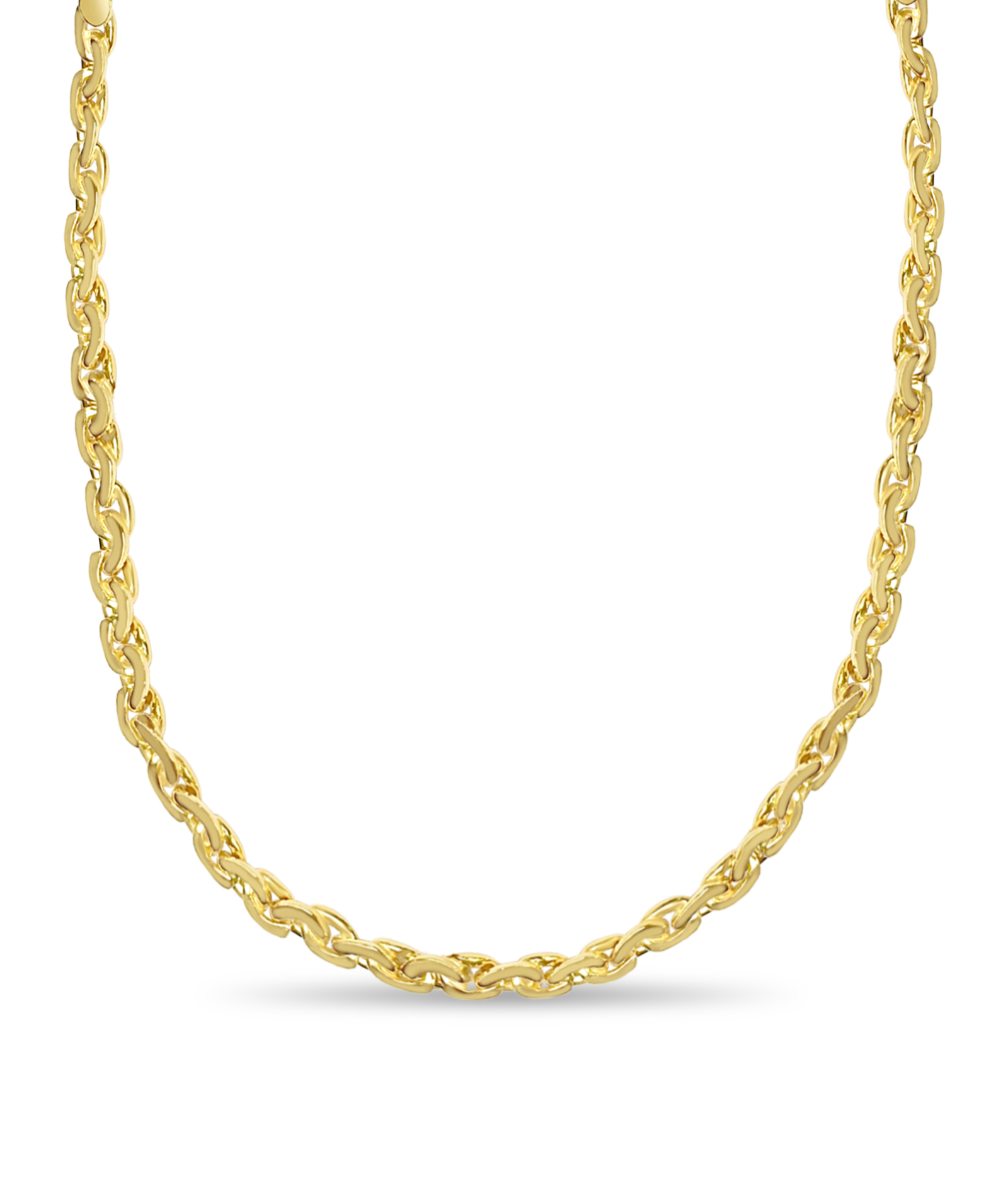18k Solid Yellow Gold Handmade 7mm Infinity Link Necklace, 24