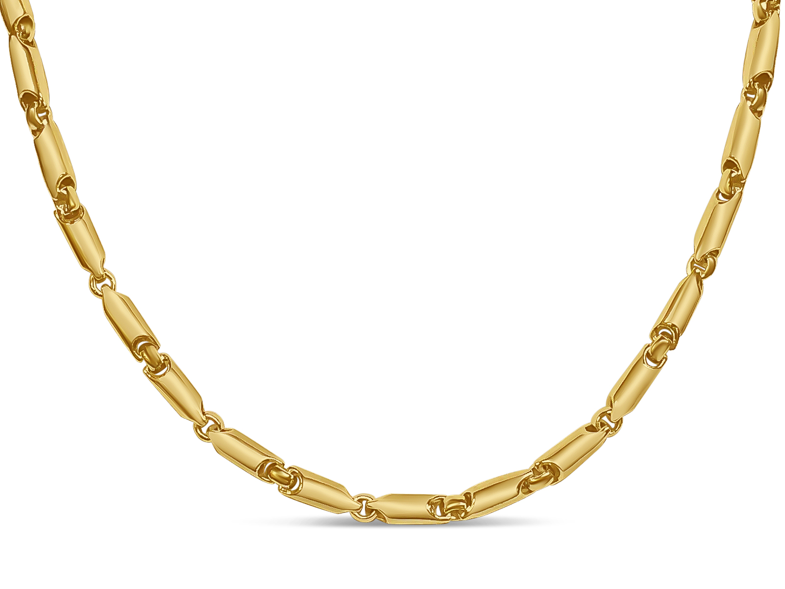 10k Solid Yellow Gold Handmade 5mm Cylinder Tube Link Necklace, 22