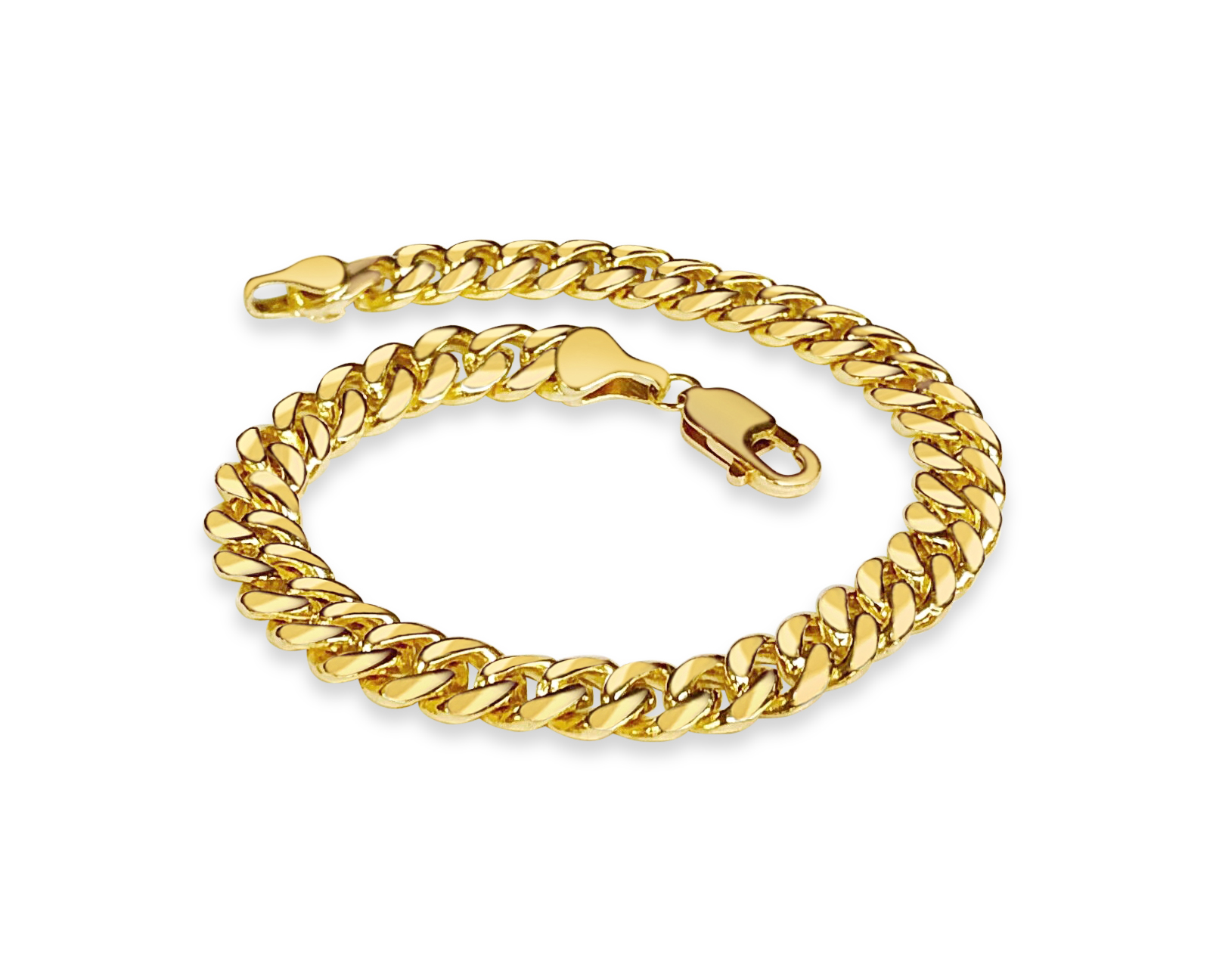 14k Solid Yellow Gold Handmade 7mm Miami Cuban Link Bracelet,