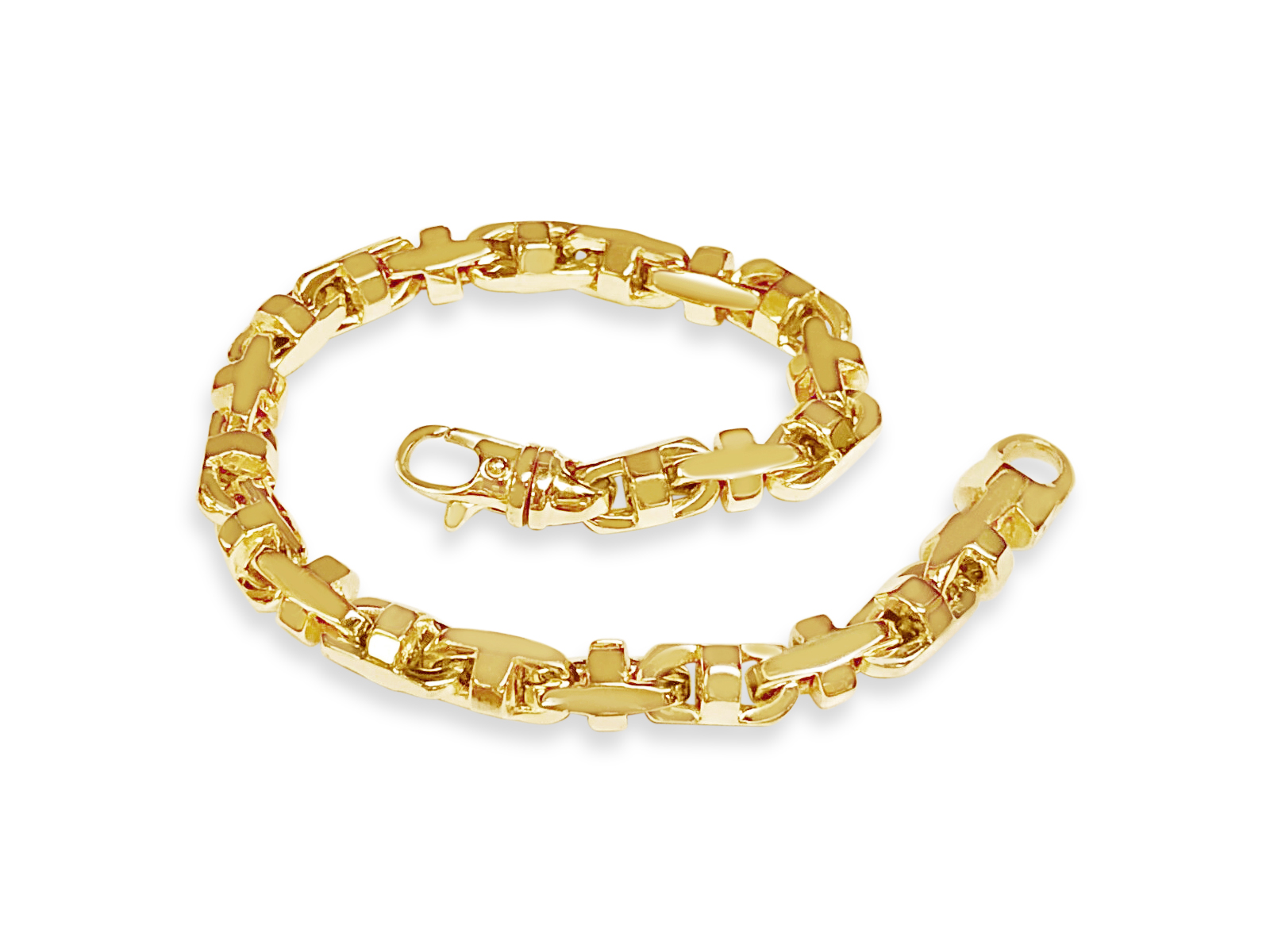 10k Solid Yellow Gold Handmade 9mm Anchor Mariner Link Bracelet