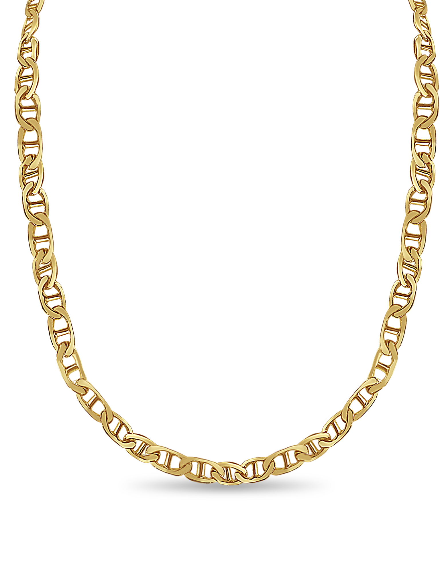 18k Solid Yellow Gold Handmade 8mm Mariner Link Necklace, 22